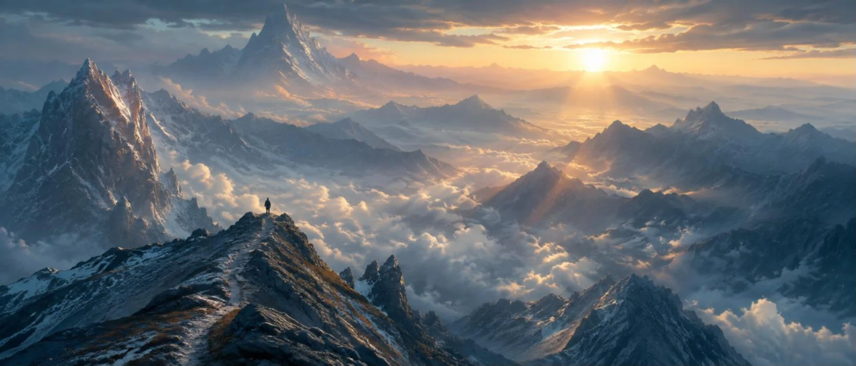 Cloud valley at first light — Fantasy Concept Art example
